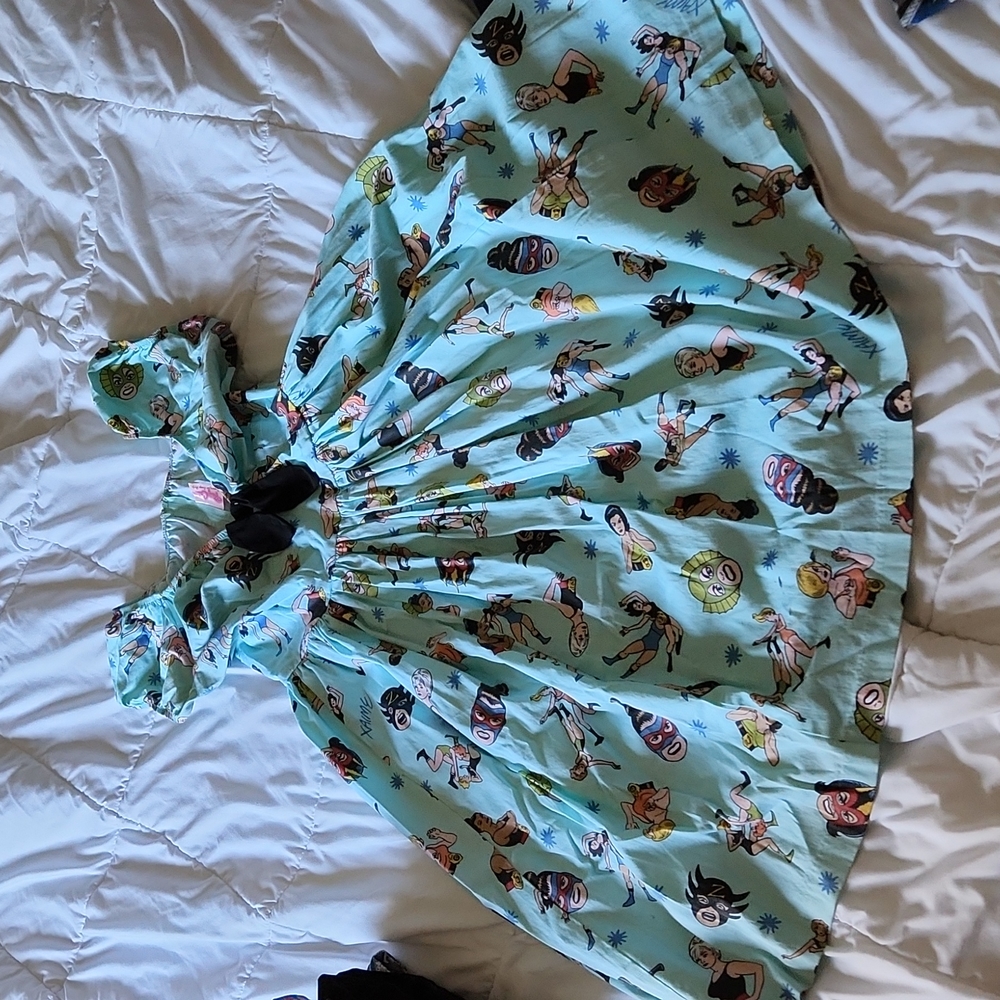 Pinup Couture XL blue Lady Wrestlers dress